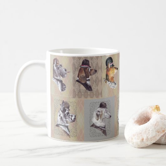 🐾 Vintage Charm of “The Gentleman Dogs”! 🐾 Kaffeetasse (Mit Donut)