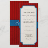 Vintage Charm Red & Blue Monogram Wedding Einladung (Vorne/Hinten)