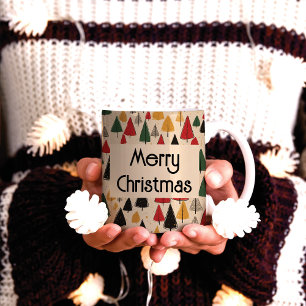 Vintage Charm: Weihnachtsbaum-Muster Kaffeetasse