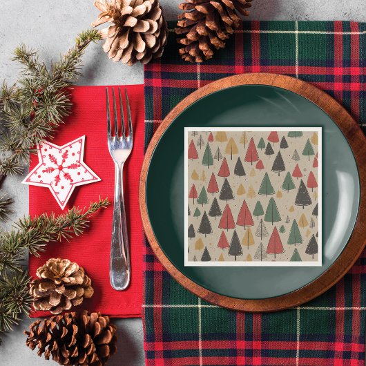 Vintage Charm: Weihnachtsbaum-Muster Serviette