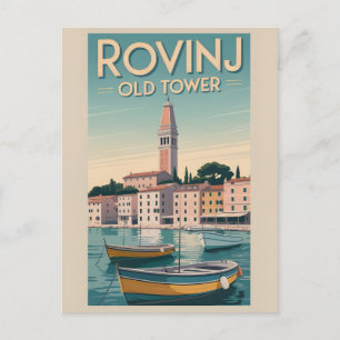 Vintage Charme: Alte Turm von Rovinj Postkarte