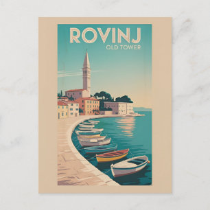 Vintage Charme: Alter Turm von Rovinj Postkarte