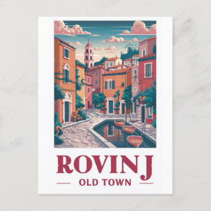 Vintage Charme: Alter Turm von Rovinj Postkarte