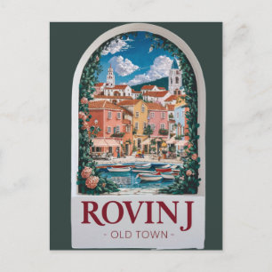 Vintage Charme: Alter Turm von Rovinj Postkarte