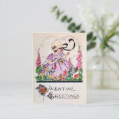 Vintage Charme-Girl-Gartenkarte Feiertagspostkarte (Stehend Vorderseite)