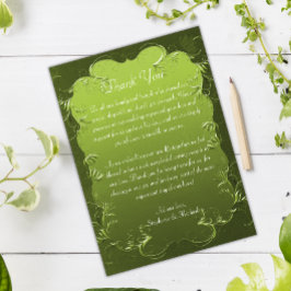 Vintage Chartreuse Green Wedding Dankeschön-Karte Dankeskarte