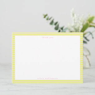 Vintage Chartreuse rosa Streifen personalisierter  Dankeskarte
