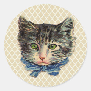 Vintage Chat Art Runder Aufkleber