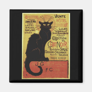 Vintage Chat Noir, Auktion Hôtel Drouot Steinlen Magnet