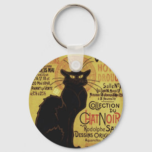 Vintage Chat Noir, Auktion Hôtel Drouot Steinlen Schlüsselanhänger
