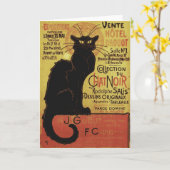 Vintage Chat Noir, Vente Hôtel Drouot Steinlen Karte (Gelbe Blume)