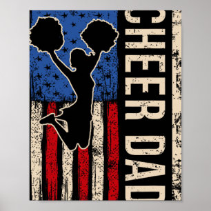 Vintage Cheer Dad Cheerleading Amerikanische Flagg Poster