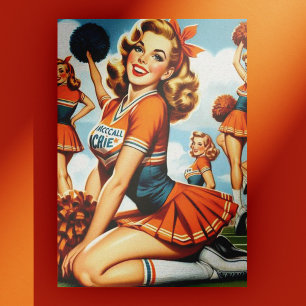 Vintage-Cheerleader-Illustration Postkarte
