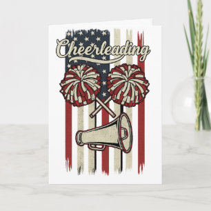 Vintage-Cheerleading-USA-Flag Retro-Pom-Design Karte