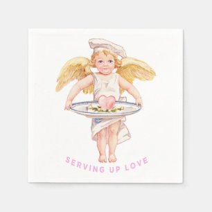 Vintage-Chef-Cherub, der Liebe Chic zum Valentinst Serviette