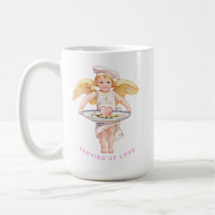 Vintage-Chef-Cherub serviert Liebe Chic Valentinst Kaffeetasse