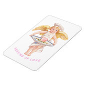 Vintage-Chef-Cherub serviert Liebe Chic Valentinst Magnet (Linke Seite)