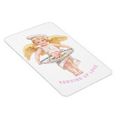 Vintage-Chef-Cherub serviert Liebe Chic Valentinst Magnet (Rechte Seite)