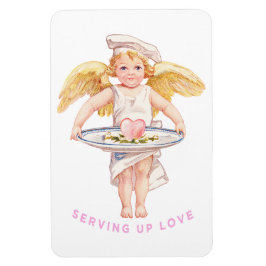 Vintage Chef Cherub Serving Up Love Chic Valentine Magnet