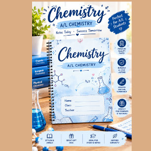 Vintage-Chemie-Literaturheft   Blaue Blumen  Notizblock