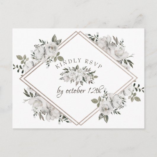 Vintage Cherish Floral Diamant UAWG Einladungspostkarte (Vorderseite)