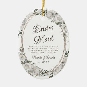 Vintage Cherish Floral to Bridesmaid Zitat Keramik Ornament