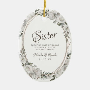 Vintage Cherish Für die Schwester, Brautjungfer Zi Keramik Ornament
