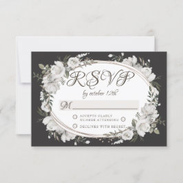 Vintage Cherish Oval Floral Wedding RSVP Reaktion