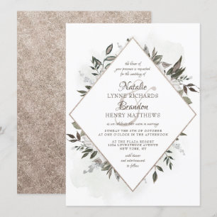 Vintage Cherish Roségold-Diamantrahmen-Hochzeit Einladung