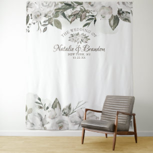 Vintage Cherish Rosen Hochzeit Foto Booth Hintergr Wandteppich