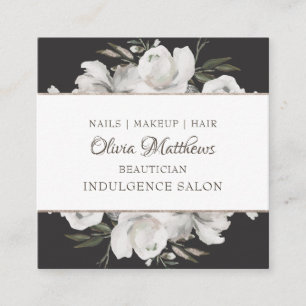 Vintage Cherish Weiß Floral & Roségold gerahmt Quadratische Visitenkarte