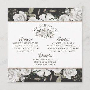 Vintage Cherish Weiße Blumen & Rosen Quadratisches Menükarte