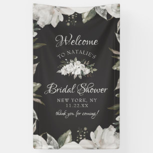 Vintage Cherish Weiße Blumige Hochzeitsdusche Will Banner