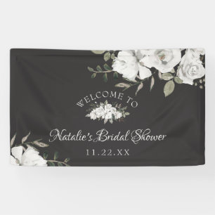 Vintage Cherish Weiße Florale Hochzeitsdusche Will Banner