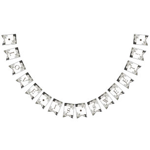 Vintage Cherish White Floral Liebe ist süße Hochze Wimpelkette