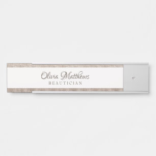 Vintage Cherish White Floral & Rose Gold Name Türschild