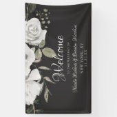 Vintage Cherish White Floral Rose Hochzeit Willkom Banner (Vertikal)