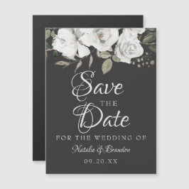 Vintage Cherish White Floral Wedding Save the Date Magneteinladung