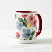 Vintage Cherry and Floral Coffee Mug Tasse (VorderseiteRechts)