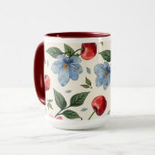 Vintage Cherry and Floral Coffee Mug Tasse (Vorderseite Links)