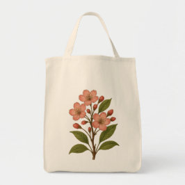 Vintage Cherry Blossom Botanical Tote - Reusable Tragetasche