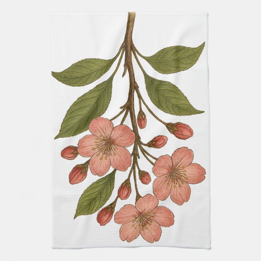 Vintage Cherry Blossom Geschirrtuch (Vertikal)