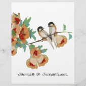 Vintage Cherry Blossom Love Bird Pfirsichminze (Vorderseite)