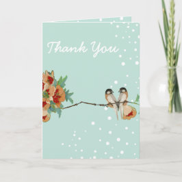 Vintage Cherry Blossom Love Bird Pfirsichminze Dankeskarte