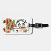 Vintage Cherry Blossom Love Bird Pfirsichminze Gepäckanhänger (Vorderseite horizontal)