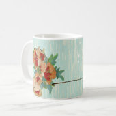 Vintage Cherry Blossom Love Bird Pfirsichminze Kaffeetasse (Vorderseite Links)