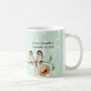 Vintage Cherry Blossom Love Bird Pfirsichminze Kaffeetasse
