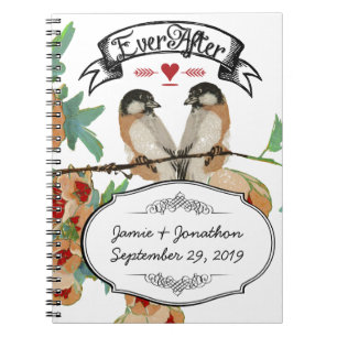 Vintage Cherry Blossom Love Bird Pfirsichminze Notizblock