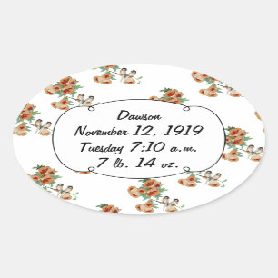 Vintage Cherry Blossom Love Bird Pfirsichminze Ovaler Aufkleber