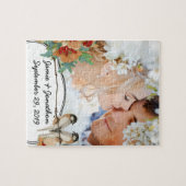 Vintage Cherry Blossom Love Bird Pfirsichminze Puzzle (Horizontal)